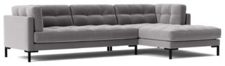 An Image of Swoon Landau Velvet Right Hand Corner Sofa - Silver Grey