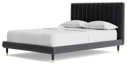 9b9728f27b3783a89b21a31026808c6b6fd01bf6e7d9343c2c0bcace92160fad.jpg An Image of Swoon Porlock Double Velvet Bed Frame - Biscuit