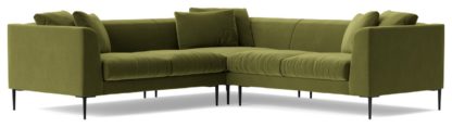 An Image of Swoon Alena Velvet 5 Seater Corner Sofa - Fern Green