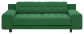 An Image of Habitat Hendricks 3 Seater Velvet Sofa - Green