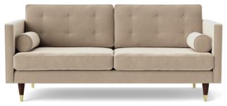 An Image of Swoon Porto Velvet 2 Seater Sofa - Taupe