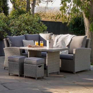 An Image of Barbados Compact Rattan Corner Set Slate (Grey)