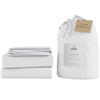 An Image of Panda Linen Bedding Set - Coconut White - 4ft6 Double