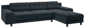 An Image of Habitat Hendricks Velvet Corner Chaise Sofa - Charcoal