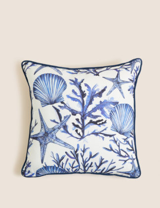 An Image of M&S Pure Cotton Coastal Print Piped Cushion
