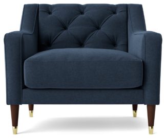 An Image of Swoon Pritchard Fabric Armchair - Indigo Blue