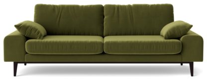 An Image of Swoon Tulum Velvet 3 Seater Sofa - Taupe