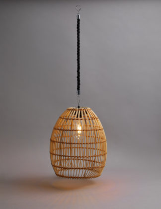 An Image of M&S Outdoor Rattan Solar Pendant Light