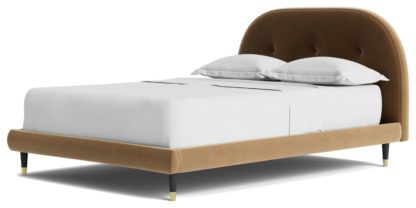 a6bc45234c906601c5f0858a04d3ed8ec0bdcd2384dd3a791a74d3cda375be29.jpg An Image of Swoon Southwark Double Velvet Bed Frame - Biscuit