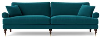 An Image of Swoon Sutton Velvet 3 Seater Sofa- Kingfisher Blue