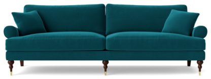 An Image of Swoon Sutton Velvet 3 Seater Sofa- Kingfisher Blue