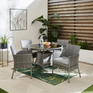 An Image of St Lucia Rattan Round Dining Set Grey Grey