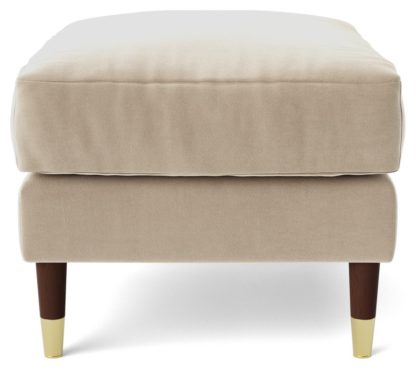 An Image of Swoon Rieti Velvet Ottoman Footstool - Biscuit