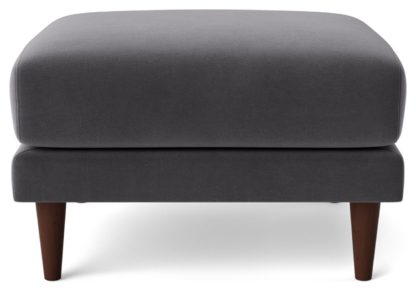 An Image of Swoon Turin Velvet Ottoman Footstool - Silver Grey