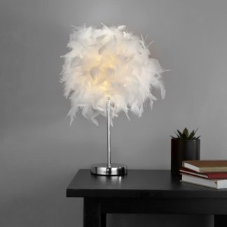 An Image of Hattie Feather Table Lamp - White