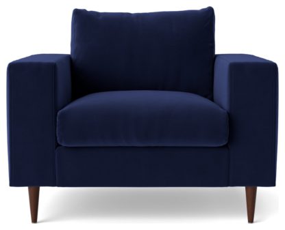 An Image of Swoon Evesham Velvet Armchair - Kingfisher Blue