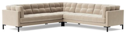An Image of Swoon Landau Velvet 5 Seater Corner Sofa - Ink Blue