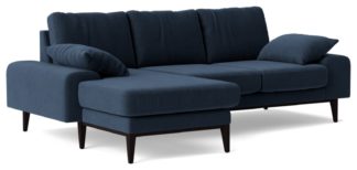 An Image of Swoon Tulum Fabric Left Hand Corner Sofa - Indigo Blue