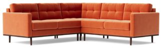 An Image of Swoon Berlin Velvet 5 Seater Corner Sofa - Burnt Orange