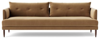 An Image of Swoon Kalmar Velvet 3 Seater Sofa - Burnt Orange