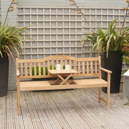 An Image of Richmond Acacia Wood Bench with Pop Up Table Grey