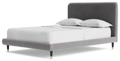 An Image of Swoon Brockham Double Velvet Bed Frame - Granite Grey