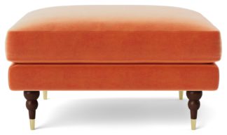 An Image of Swoon Charlbury Velvet Ottoman Footstool - Burnt Orange