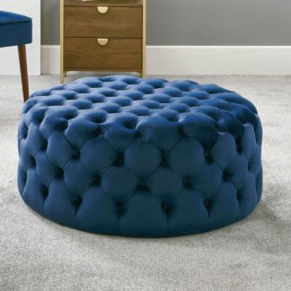 An Image of Vittoria Velvet Pouffe Blue