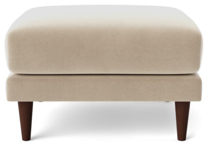An Image of Swoon Turin Velvet Ottoman Footstool - Silver Grey