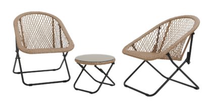 An Image of Argos Home 2 Seater Rattan Effect Garden Bistro Set- Natural