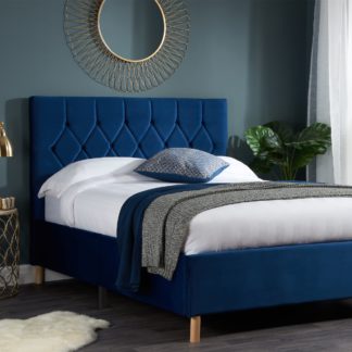 An Image of Loxley Velvet Bed Loxley Blue