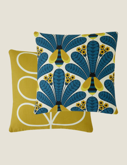 An Image of Orla Kiely Cotton Rich Honey Bee Cushion