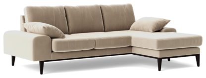 An Image of Swoon Tulum Velvet Right Hand Corner Sofa - Silver Grey