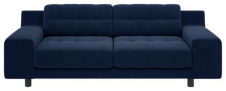 An Image of Habitat Hendricks 3 Seater Velvet Sofa - Navy
