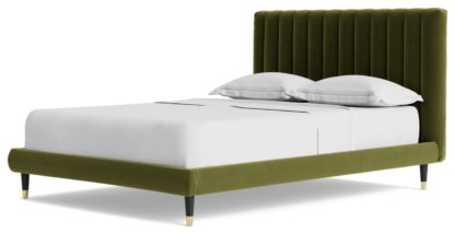 An Image of Swoon Porlock Double Velvet Bed Frame - Biscuit