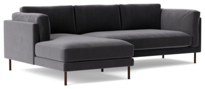 An Image of Swoon Munich Velvet Left Hand Corner Sofa - Silver Grey