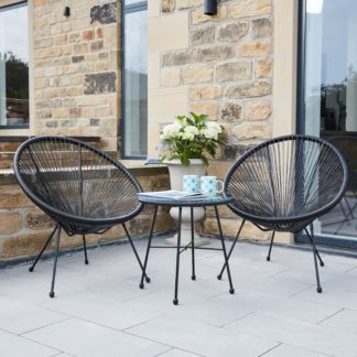 An Image of Rio 3 Piece Rattan Bistro Set Black