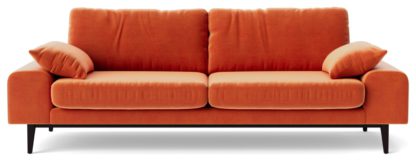 An Image of Swoon Tulum Velvet 3 Seater Sofa - Taupe