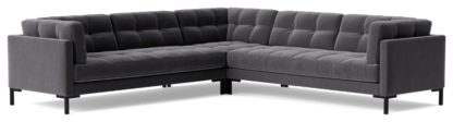 An Image of Swoon Landau Velvet 5 Seater Corner Sofa - Ink Blue
