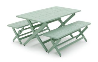 An Image of Habitat Folding 4 Seater Steel Dining Set - Green