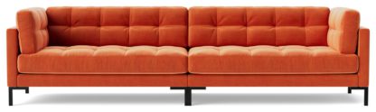 An Image of Swoon Landau Velvet 4 Seater Sofa - Taupe