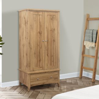 An Image of Hamsptead Oak Wooden 2 Door 1 Drawer Wardrobe