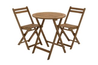 An Image of Argos Home 2 Seater Folding Wooden Garden Bistro Set - Brown