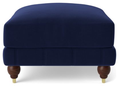 An Image of Swoon Winston Fabric Ottoman Footstool - Indigo Blue