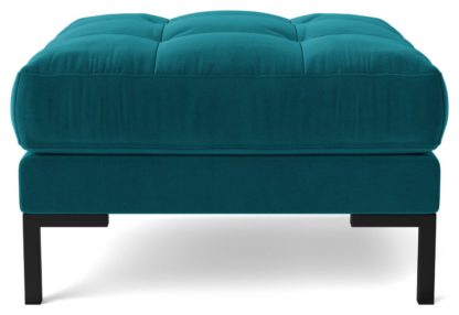 An Image of Swoon Landau Fabric Ottoman Footstool - Indigo Blue