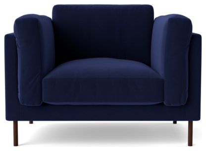 An Image of Swoon Munich Velvet Cuddle Chair - Ink Blue