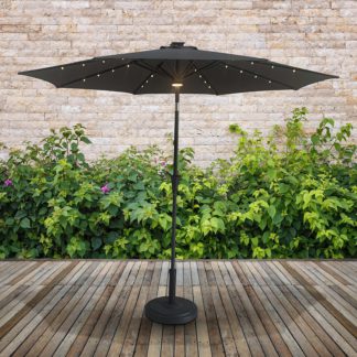 An Image of Parasol with Solar Lights 2.7m - Dark Grey