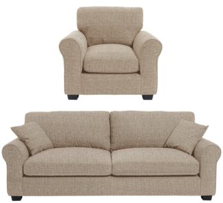 An Image of Habitat Lisbon Fabric Chair & 4 Seater Sofa - Stone