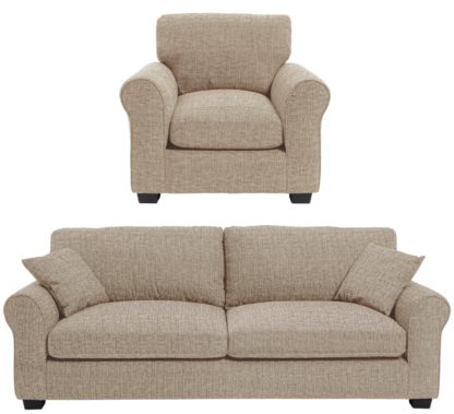 bf4b95fe18ccab20ccbc67a74645ce7b0165c5f42401420fdcd2e8162096dd7a.jpg An Image of Habitat Lisbon Fabric Chair & 4 Seater Sofa - Stone