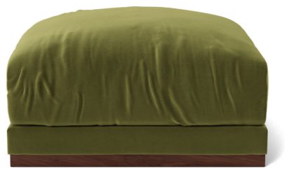 An Image of Swoon Denver Velvet Ottoman Footstool - Biscuit